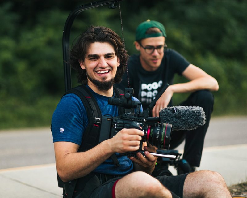 Ethan Corrigan, founder and director of Conteur Studios, on set during a cinematic brand film shoot